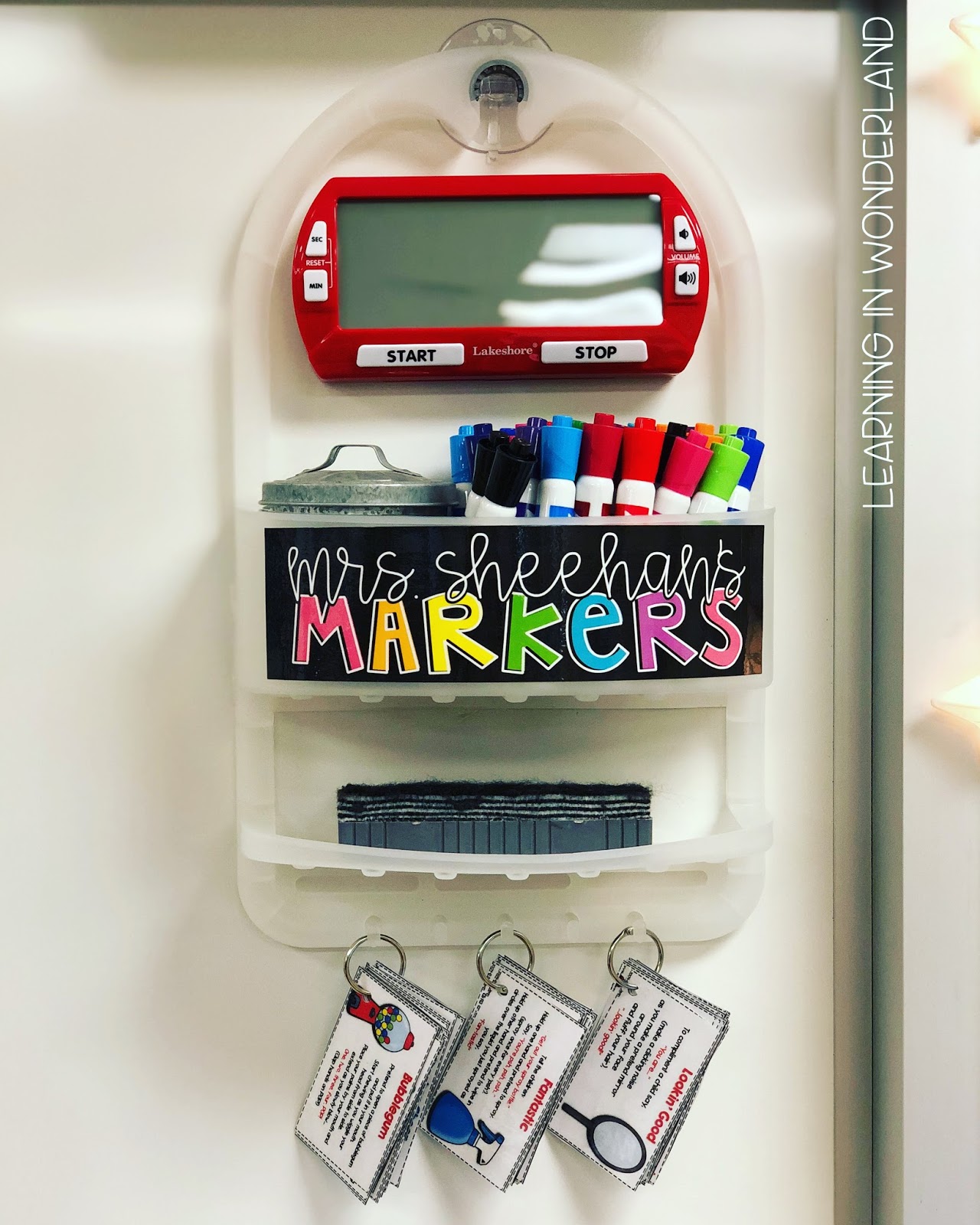 Shower Caddy Turned Whiteboard Organizer Learning in Wonderland
