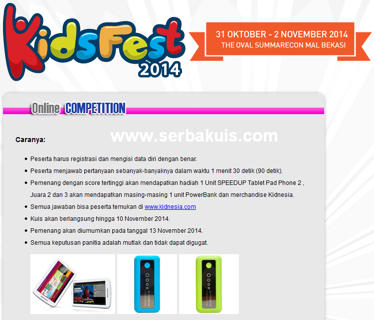 Kuis Kidsfest 2014 Berhadiah Tablet SpeedUp Pad Pro 2