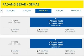 harga tiket (Padang Besar - Gemas)