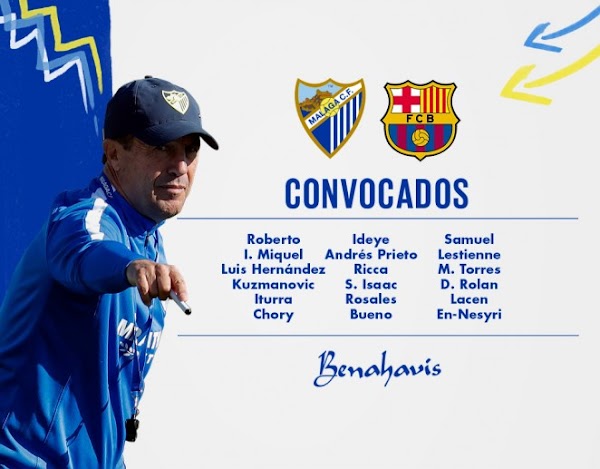 Málaga, 18 convocados ante el FC Barcelona