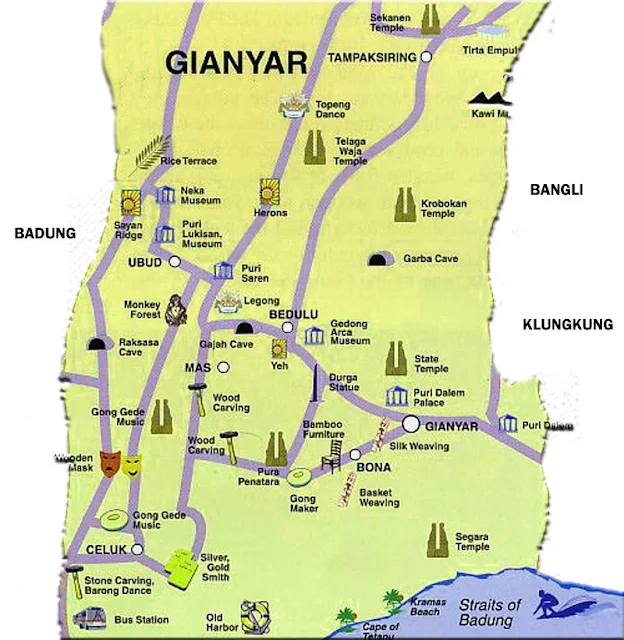 Gambar Peta Jalan Kabupaten Gianyar Bali