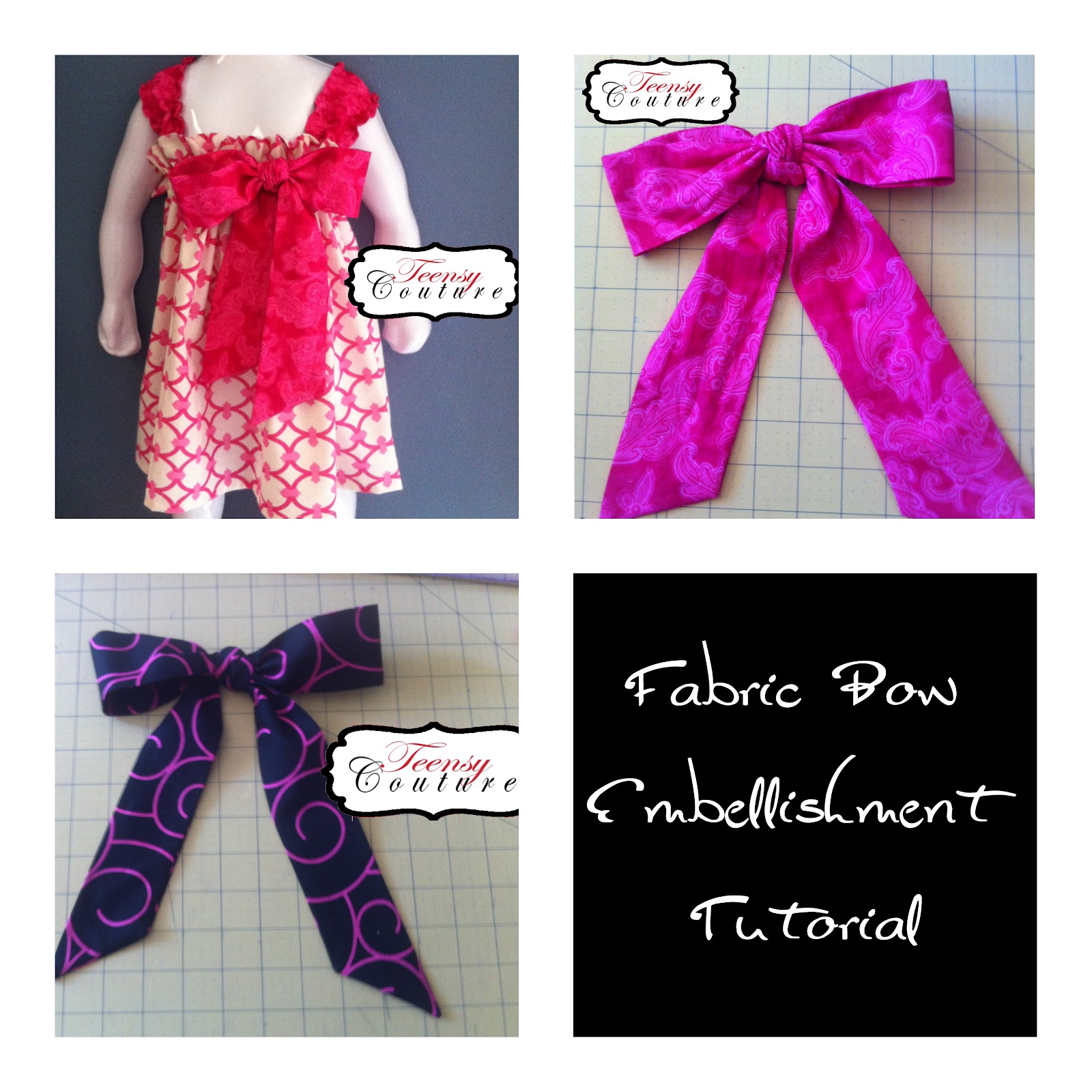 Teensy Couture: How to Make A Fabric Bow for Clothing