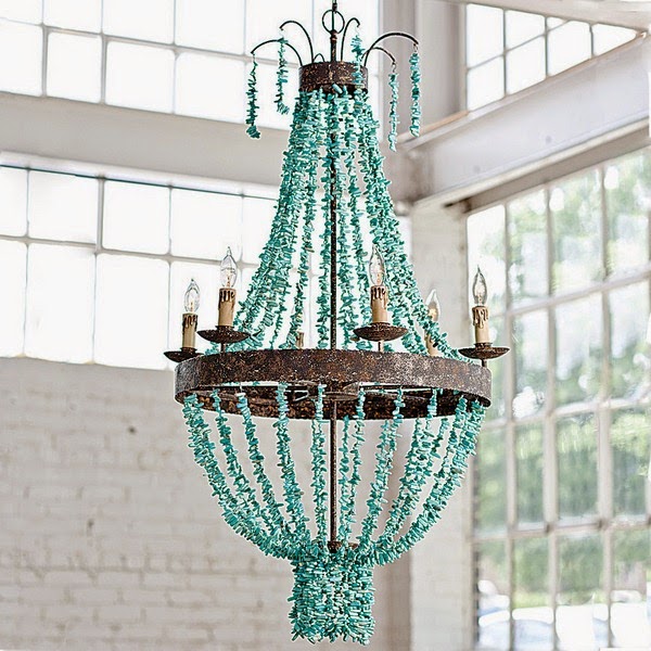 The turquoise chandeliers