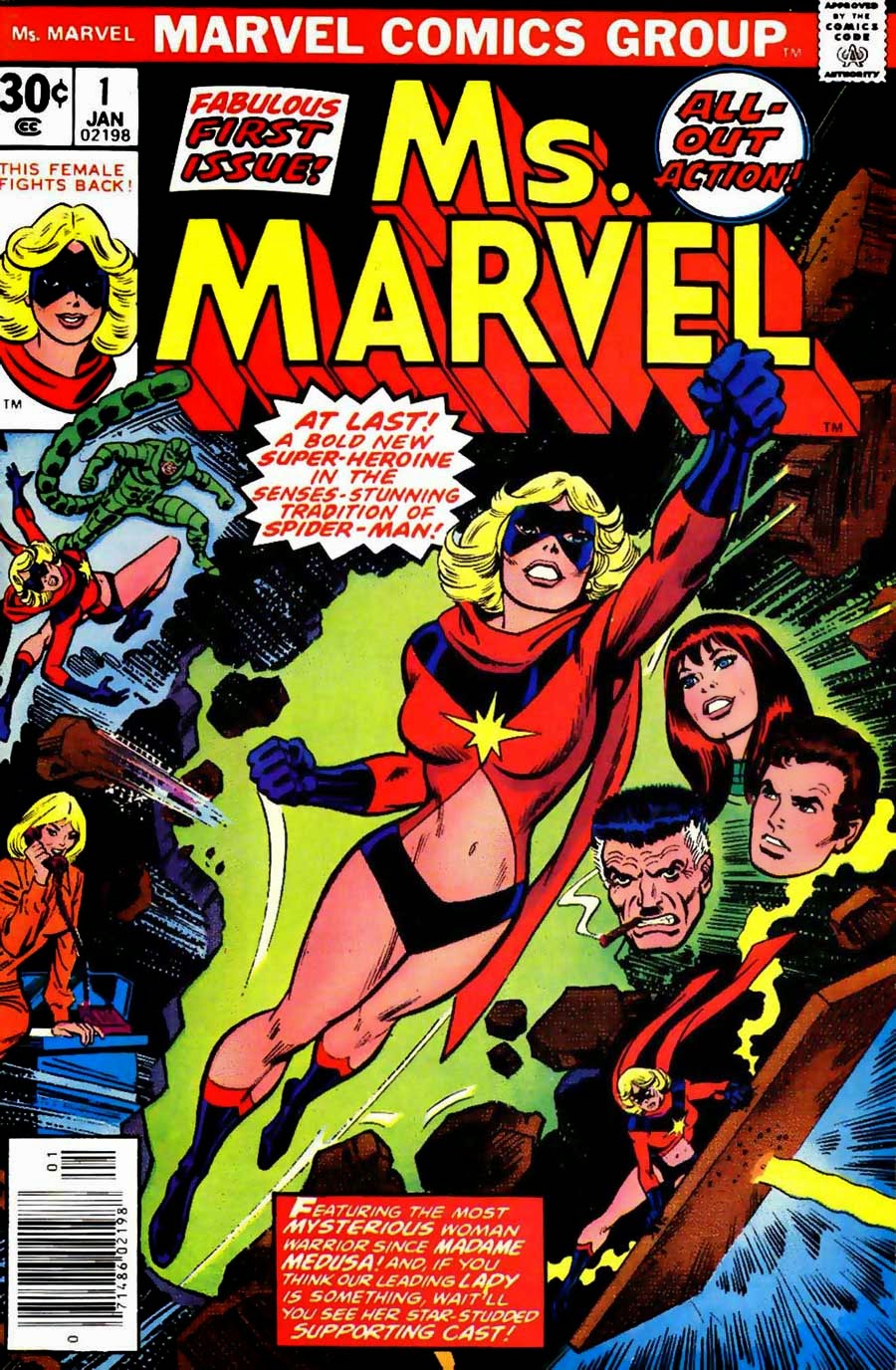 Ms. Marvel #1 key issue marvel 1970s bronze age comic book cover - 1st appearance