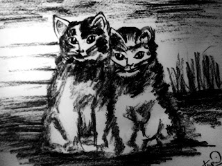 Cats painting with Charcoal