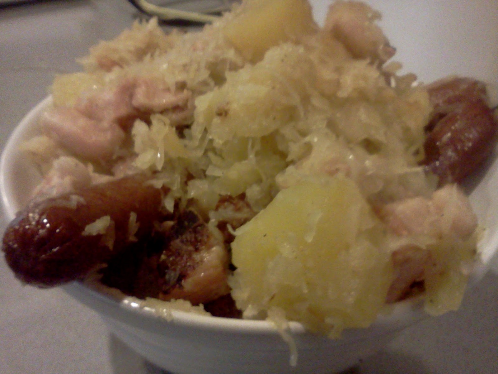 A Trunk Full of Recipes Salt Pork, Sauerkraut, Potatoes and Hot Dogs