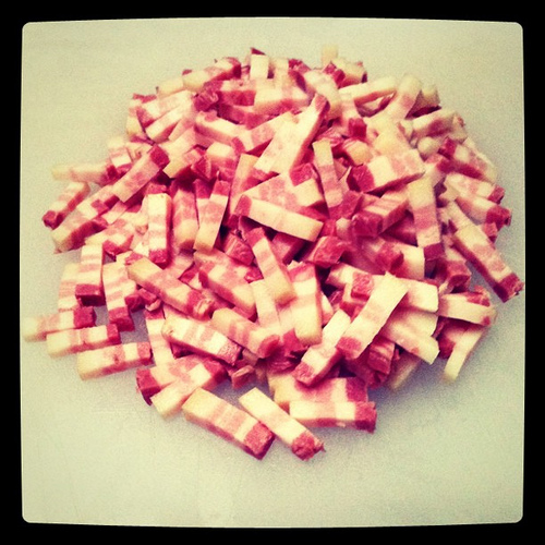 Behind the French Menu Bacon in France. Bacon and Salted Pork on