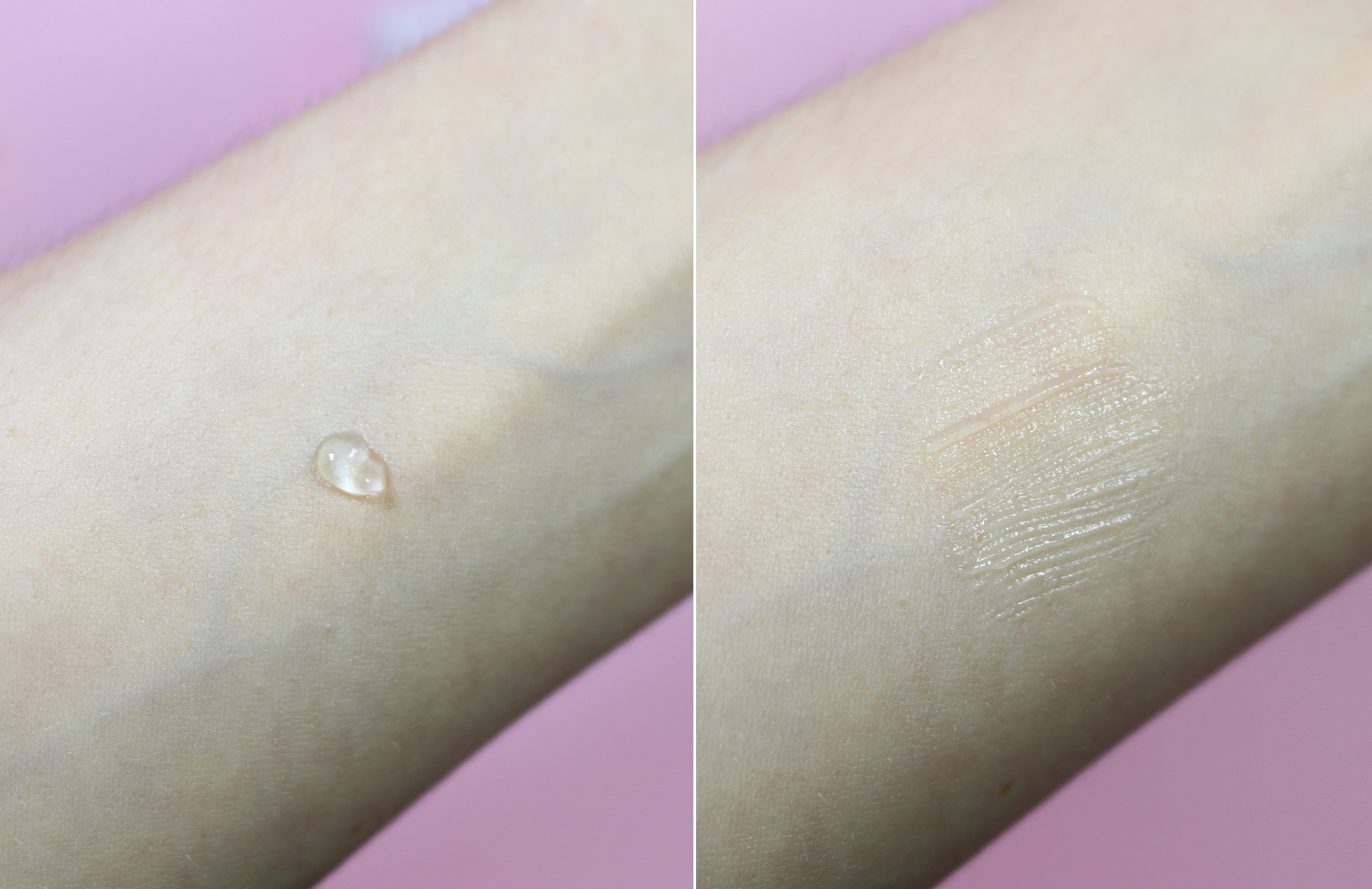 a swatch of silicone-based makeup primer on a light skin
