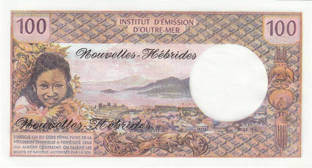 New Hebrides 100 Pacirfic Francs banknote currency money pictures