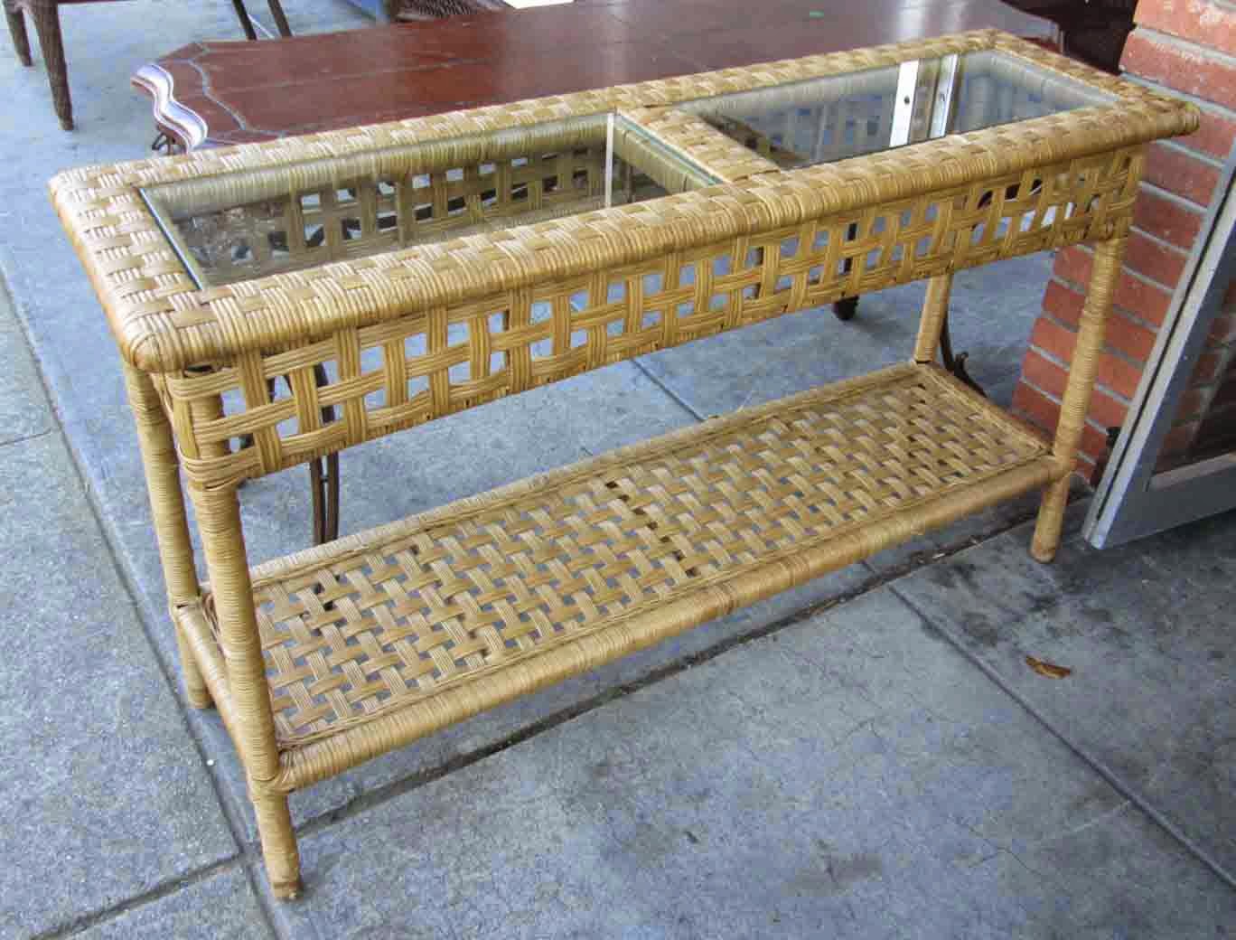 UHURU FURNITURE & COLLECTIBLES SOLD Rattan Console Table 85