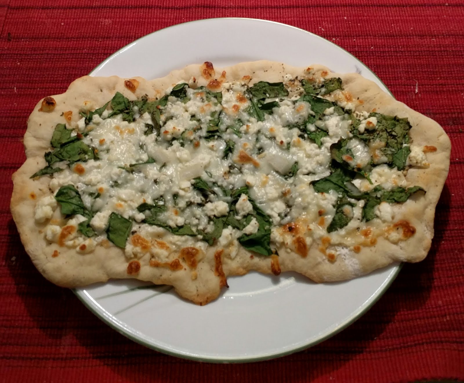 Carole Likes Round Food Feta Spinach Flatbread Pizza