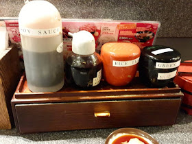 Condiments at sushi restaurant in Japan 