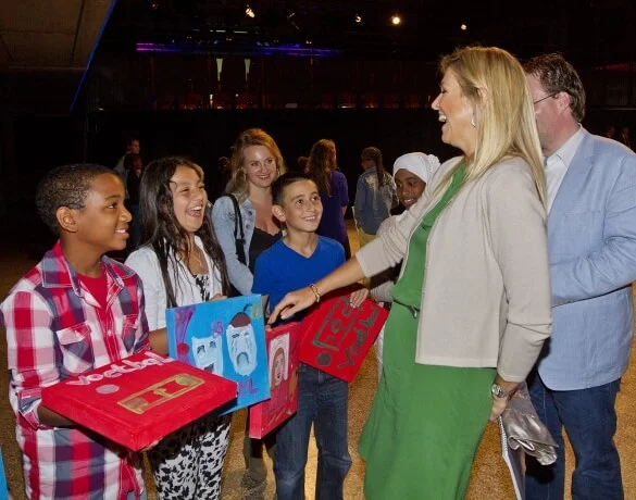 Crown Princess Maxima attend the fifth anniversary of the Petje af foundation at theater the Flint in Amersfoort