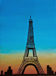 eiffel tower sunset painting simple