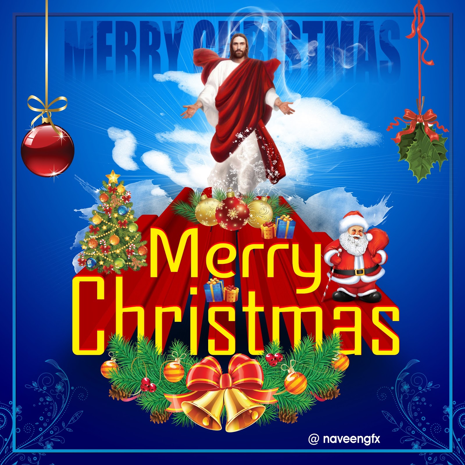 Happy christmas ecards and greetings 3d psd background free downloads