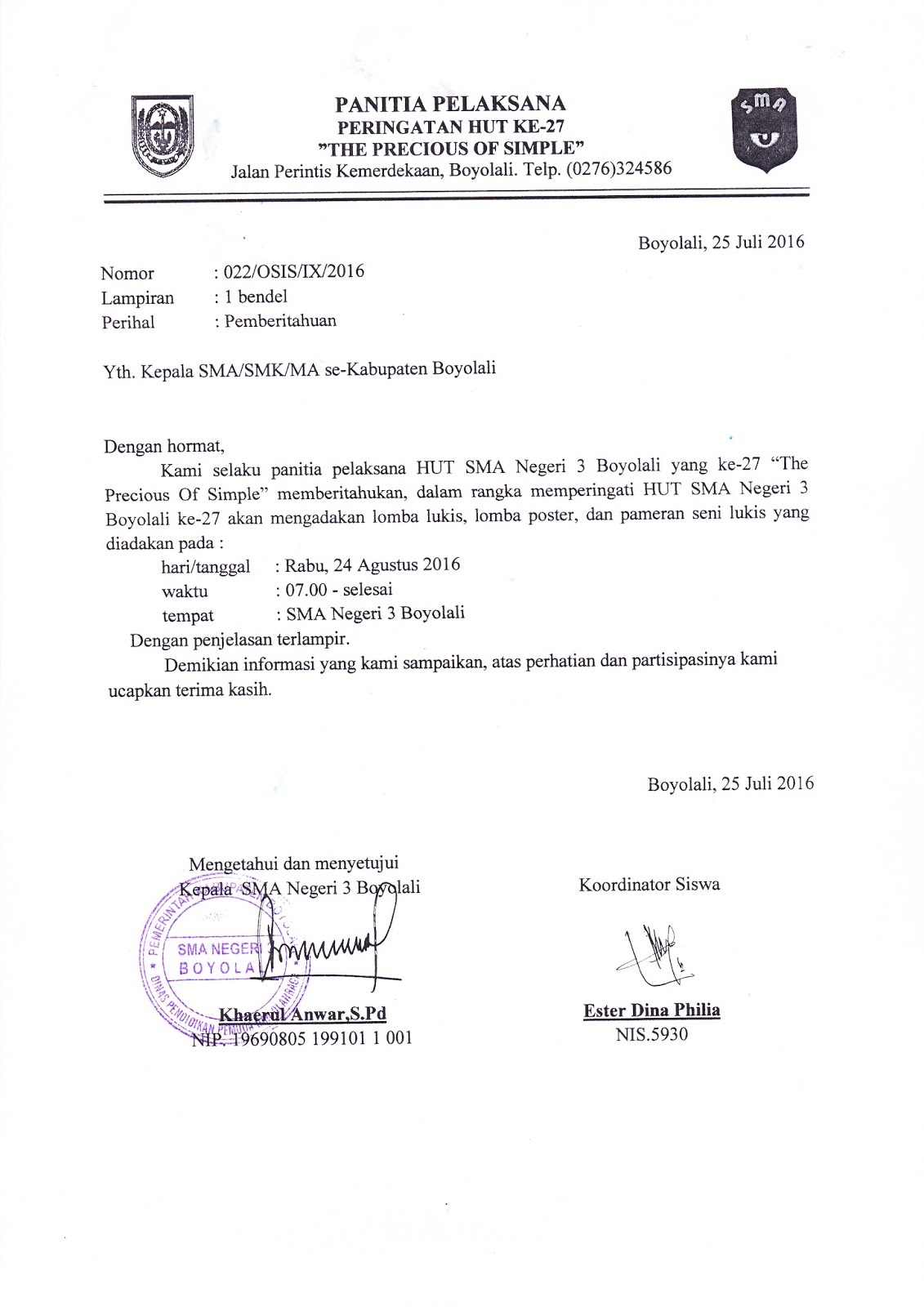 Contoh Surat Undangan Dinas Kegiatan Sekolah Contoh Surat