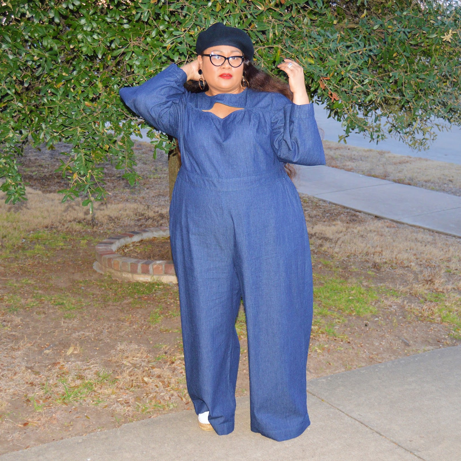 lane bryant denim jumpsuit