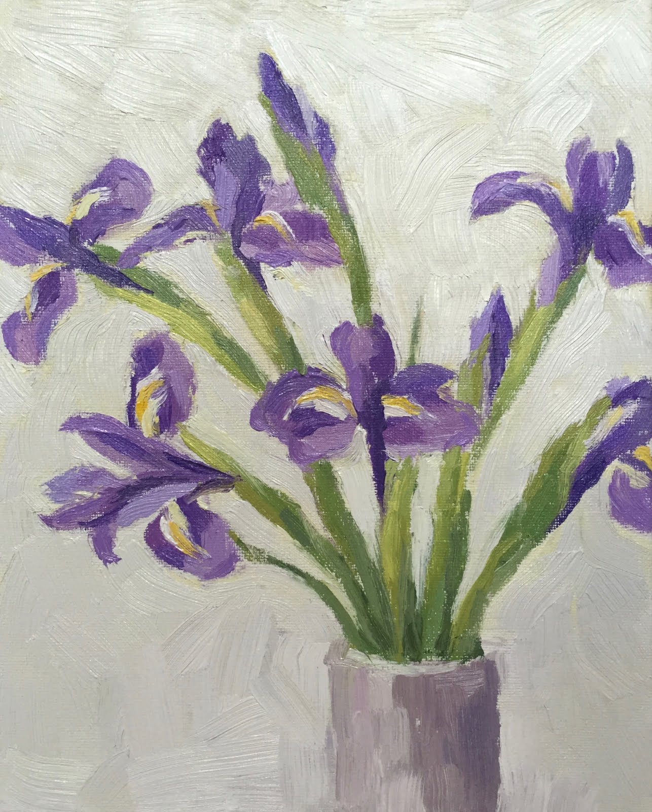 Clare Bowen Artist Daily Painting 20 'Iris Flowers' 10x8"