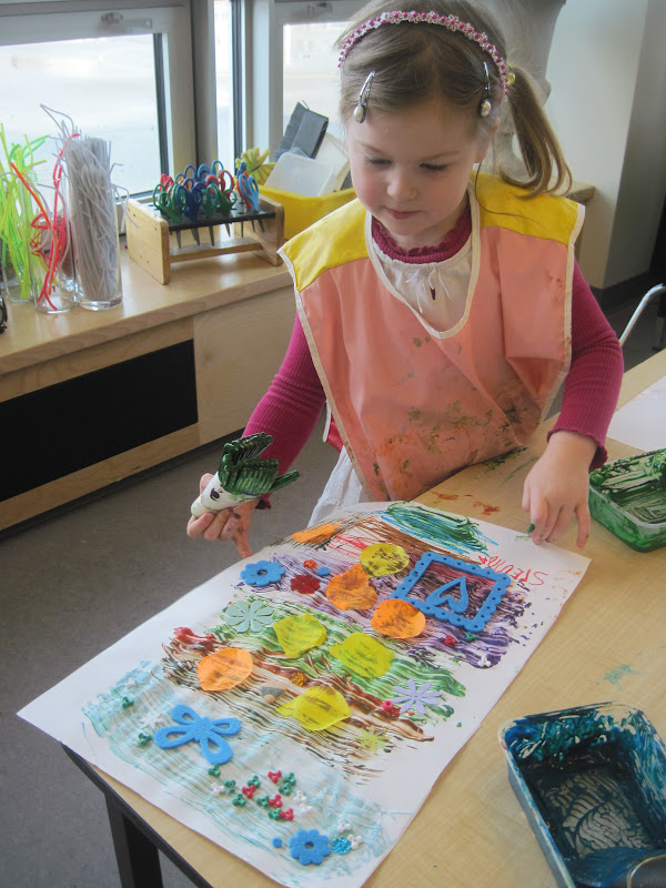 The Wonderful World of Kindergarten Painting with foam brushes