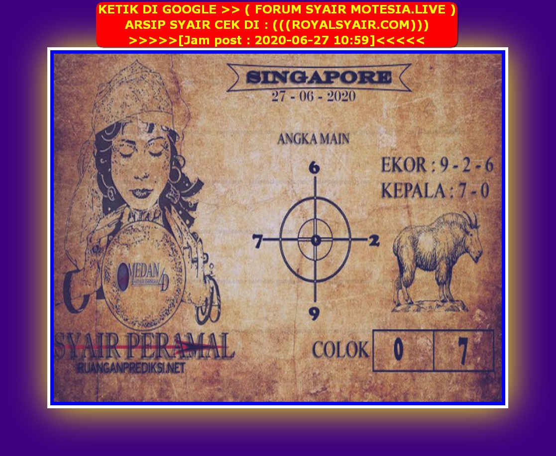 Prediksi Syair sgp 27 Juni 2020 KODE SYAIR SGP SYAIR HK
