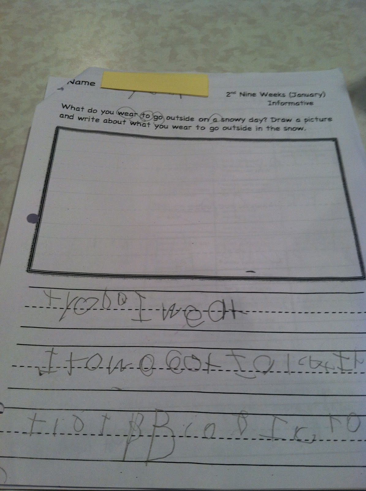 Busy Bees: January Kindergarten Writing Samples