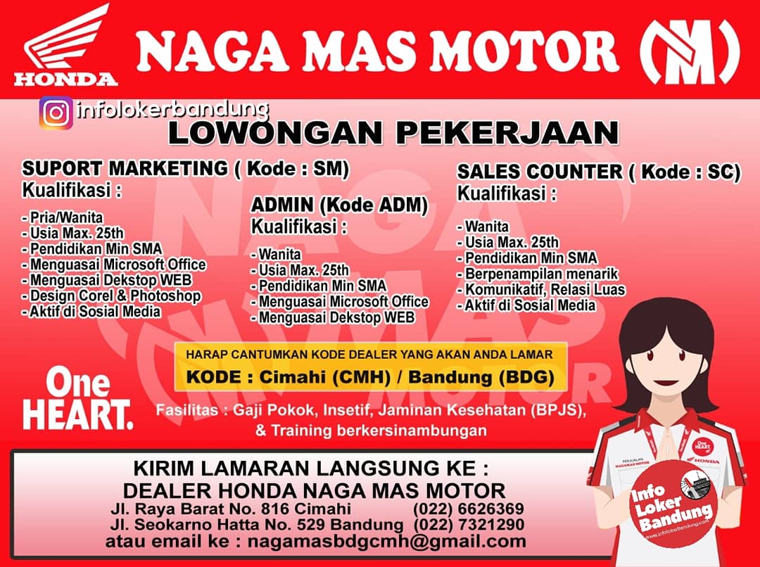 Lowongan Kerja Honda Naga Mas Motor Cimahi & Bandung Januari 2019