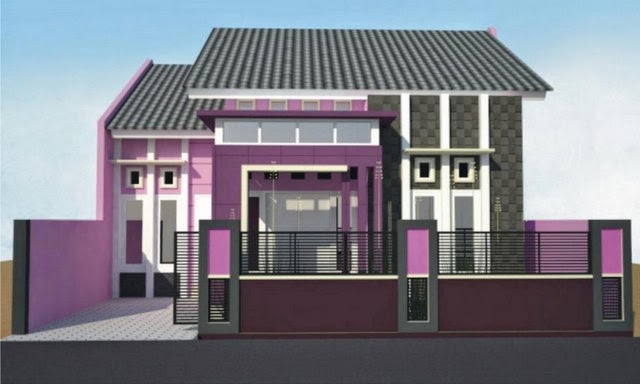 Ide Cat  Rumah  Minimalis  Warna  Ungu  Tampak Depan