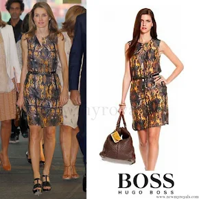 Queen Letizia wore Hugo Boss Printed Dress