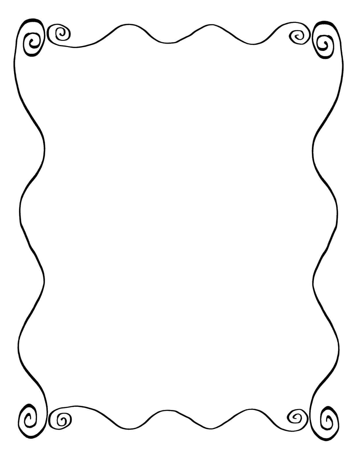 Digital Stamp Design Hand Drawn Decorative Frame Digital Wavy Swirl