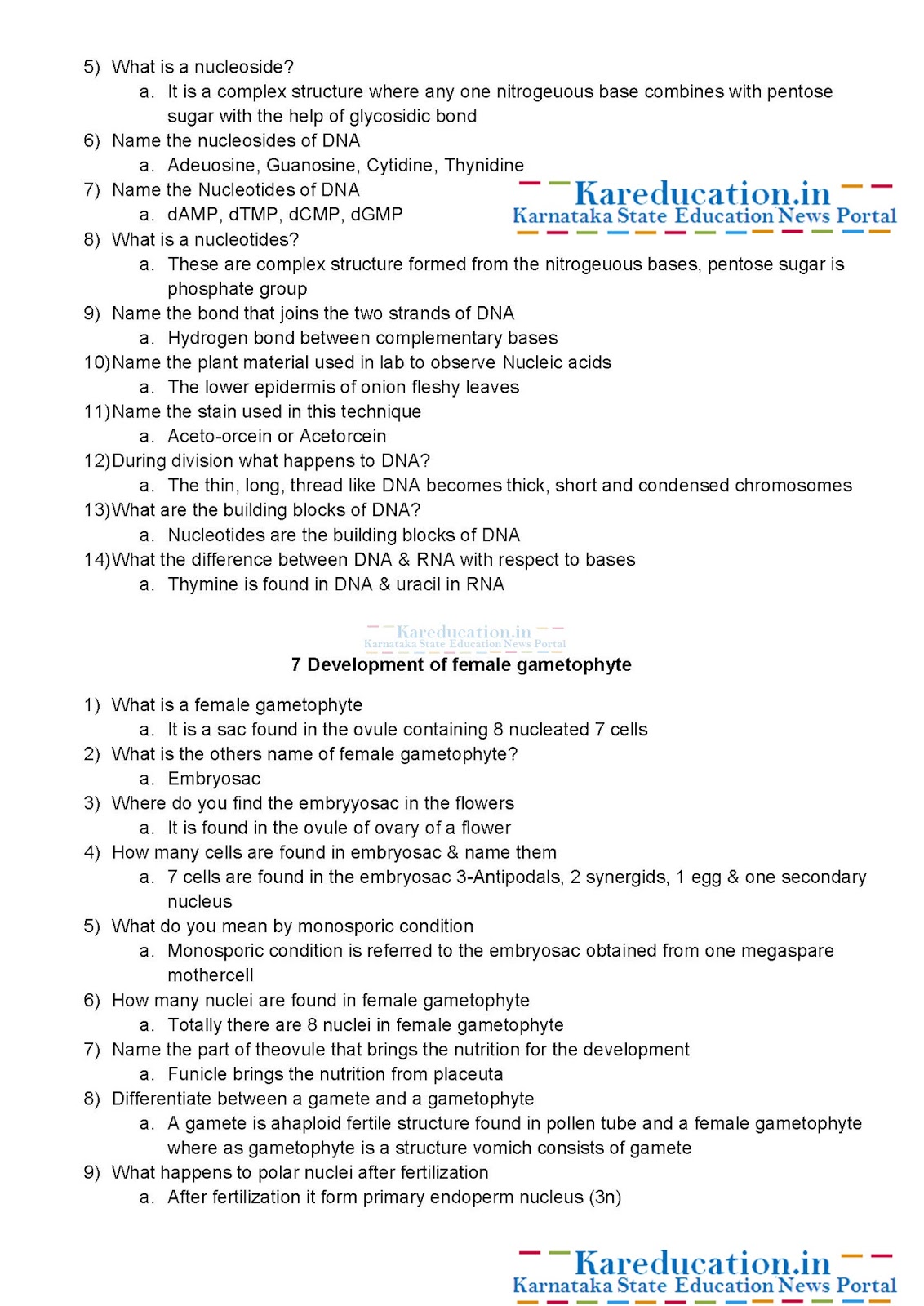 2 PUC ( Class 12) BIOLOGY Viva voce Questions part 2 Karnataka