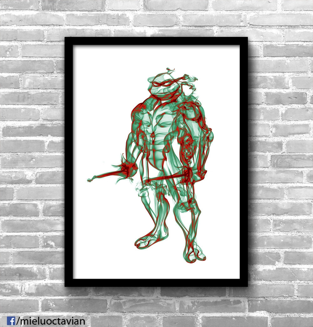 15-Raphael-Teenage-Mutant-Ninja-Turtles-Octavian-Mielu-Colored-Smoke-Drawings-of-Superheroes-www-designstack-co
