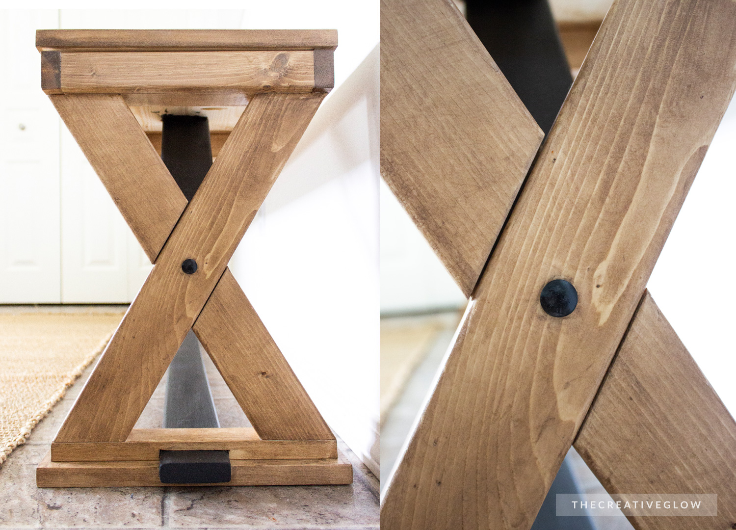 DIY Farmhouse "X" Bench With Breadboard Style Top The Creative Glow