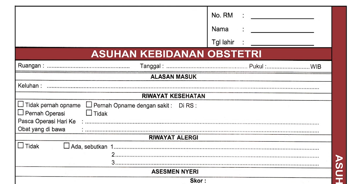 CONTOH FORMAT REKAM MEDIS KEBIDANAN ASUHAN KEBIDANAN