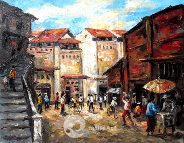 lukisan suasana kota