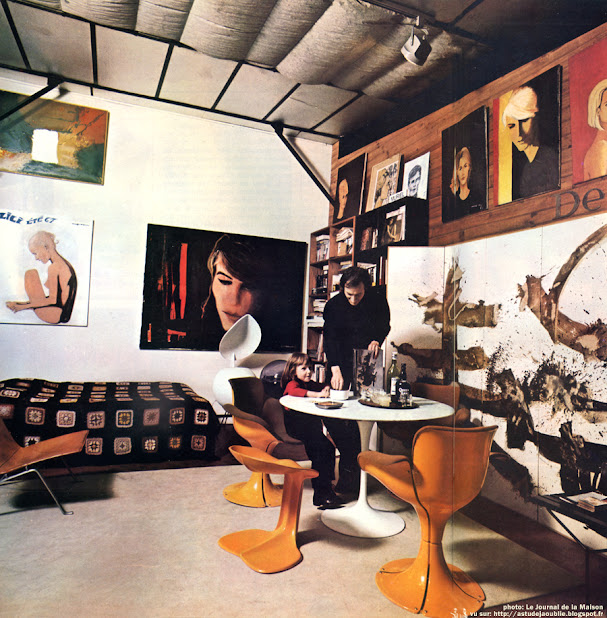 Paris - Belleville - Appartement de Jean Dudon, Designer.  Textes et photos: Sylvie Hourdin, Le Journal de la Maison  Mars 1971