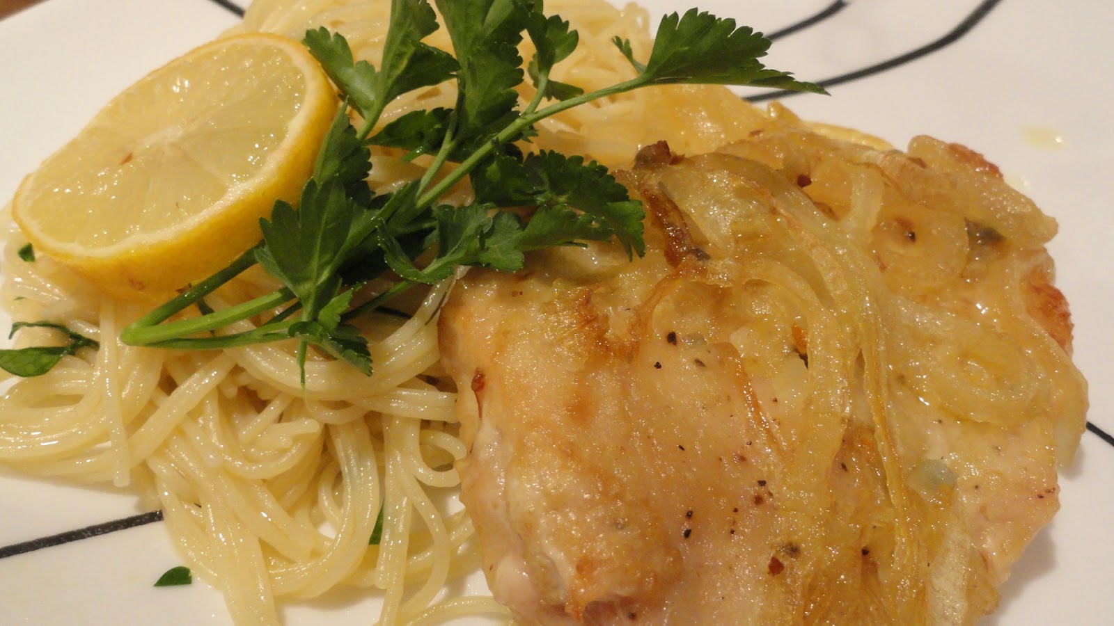 The OnCall Cook LemonGarlic Chicken with Angel Hair Pasta