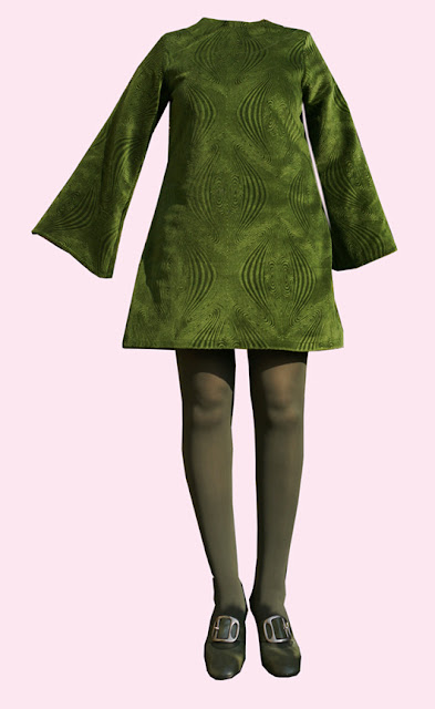A-line dress with bell sleeves , based on 1969 Simplicity pattern , n° 8611