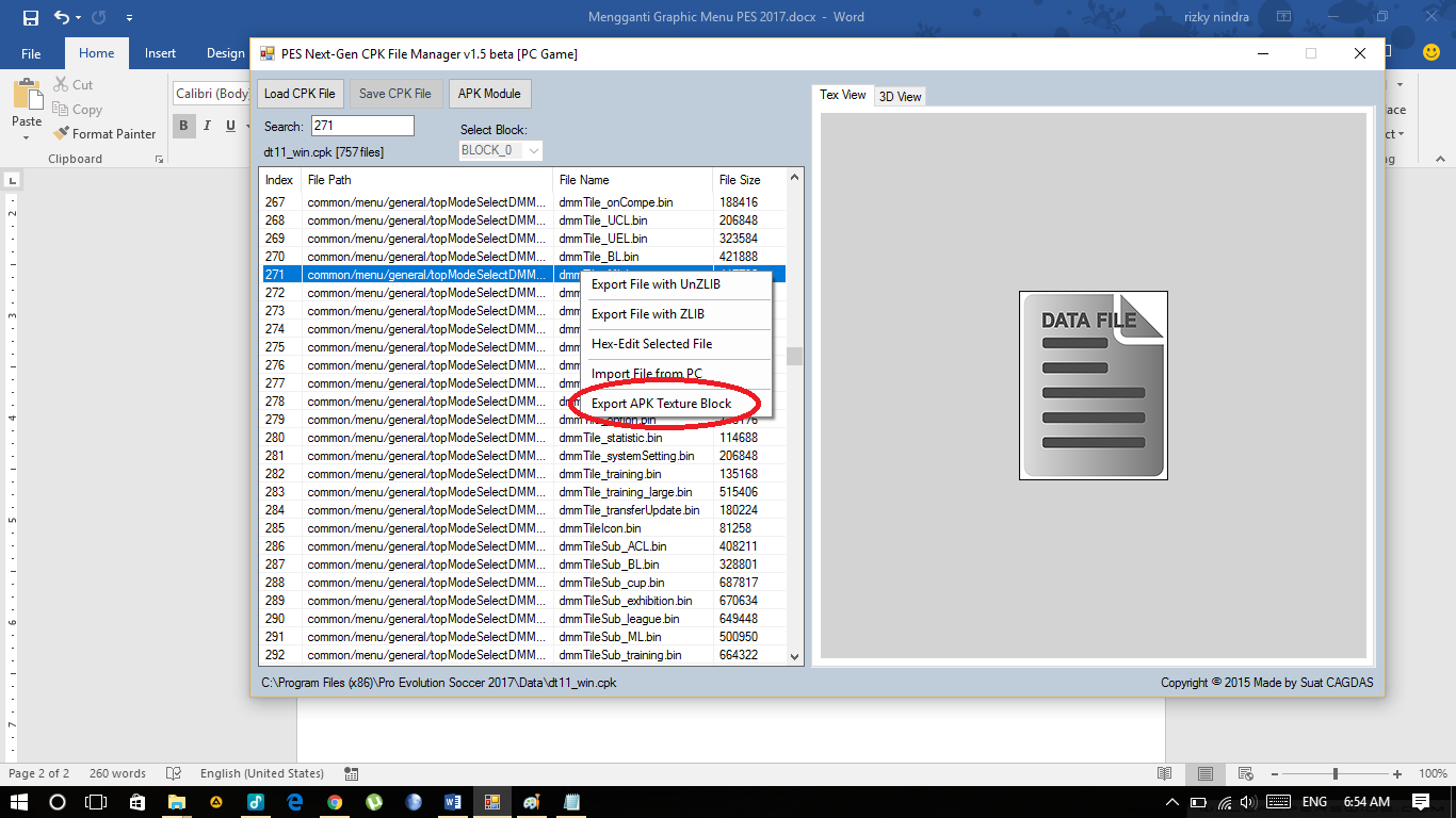 How to open cpk file pes 2017