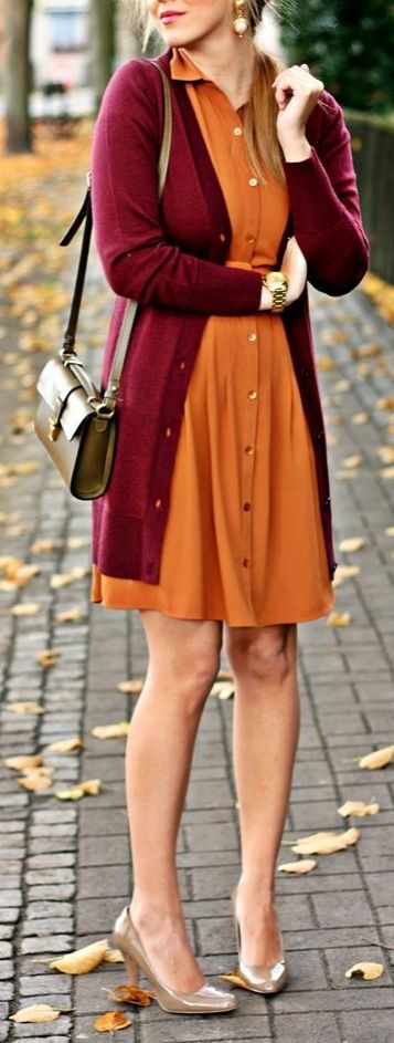 orange and burgundy fashion