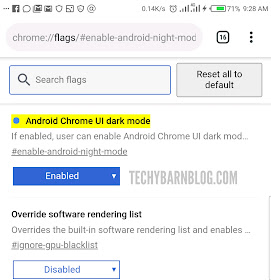 Android Chrome UI dark mode