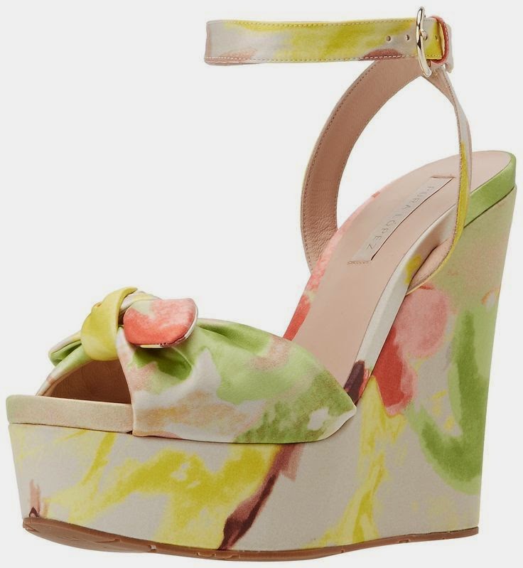 Pura Lopez abstract floral wedge sandal