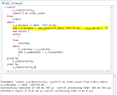 Executed TPC-H Benchmark queries on SAP HANA