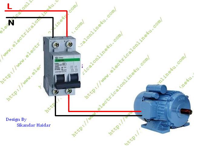 How to wire Single Phase Motor From Two Pole Circuit Breaker