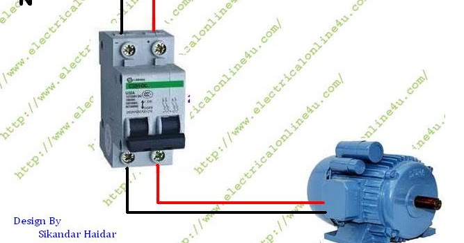 How to wire Single Phase Motor From Two Pole Circuit Breaker