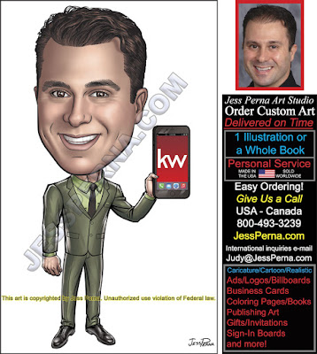 KW Agent with Smart Phone Cartoon Ad