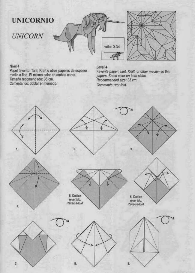 Origami diagrams, Unicorn origami, Origami guide