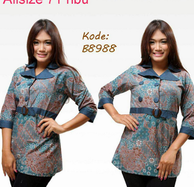 Gaun batik atasan desain simpel modern Gaun batik atasan desain simpel modern