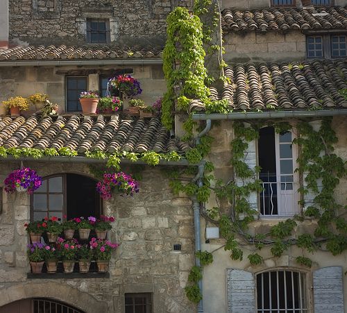 French country cottage with tile roof