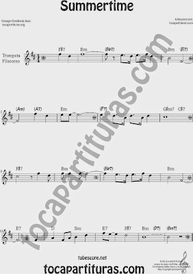  Summertime de Partitura de Trompeta y Fliscorno Sheet Music for Trumpet and Flugelhorn Music Scores
