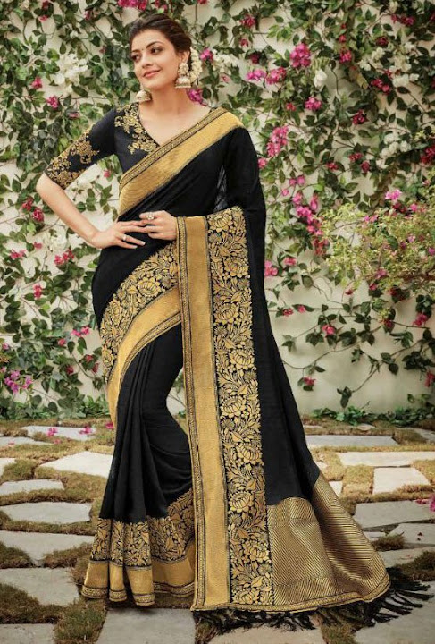 Kajal Aggarwal Black Designer Saree